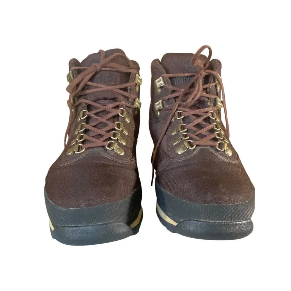 Timberland Mens Hiking Boots Sturdy Canvas Lace Up Dark Brown A13JK 3917 SZ 10.5